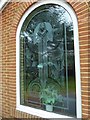 Splendid engraved window at The New Church, Tuckton