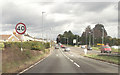 Traffic lights on A30 entering Sherborne