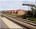 A signal bracket and newly-built houses, Rhoose