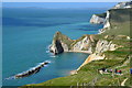 SY8080 : Durdle Door and walkers on the SWC Path by Peter Barr