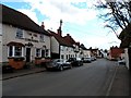 The Axe and Compasses pub and high street, Braughing