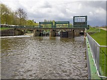 TL1697 : Orton Lock and Sluices, River Nene by David P Howard