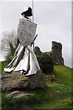 SN7634 : Sculpture of Llywellyn Ap Truffydd Fychan by Philip Halling