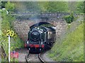 Steam hauled train arriving at Watchet