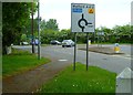 TQ0283 : Roundabout on Denham Road with footpath on left by Shazz