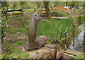 Wooden fish sculpture at Afan Argoed Miners