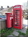SK1285 : Edale: postbox № S33 559 and phone by Chris Downer