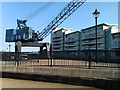 Crane and waterside apartments, Cardiff Bay