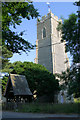 Church tower and lychgate of St John the Baptist