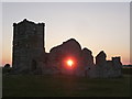 SU0210 : Knowlton: setting sun through a church window by Chris Downer