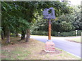 TM3067 : Badingham Village sign & A1120 Carrs Hill by Geographer