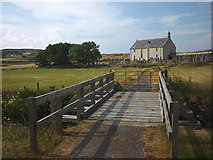 NC7162 : Footbridge to the Strathnaver Museum and graveyard, Clachan by Karl and Ali