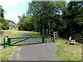 Bench and barrier, National Cycle Network route 467, Hollybush