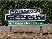 TM3491 : Waveney Road sign by Geographer