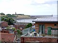 View over North Shields to Collingwood Memorial and North Pier, Tynemouth