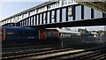 TQ2775 : Train approaching carriage sidings, Clapham Junction by Christopher Hilton