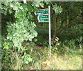 Footpath and bridleway signs on Hatches Farm Road