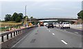 TQ4555 : M25 footbridge and roadworks by Julian P Guffogg