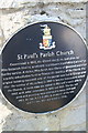 Plaque for St Paul