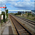 Red semaphore signal and a footbridge, Burry Port