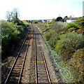 West Wales Line railway viewed from the B4311, Burry Port