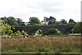 Langport railway viaduct and church