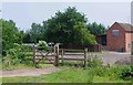 SO8270 : Entrance gate to Hartlebury Common from Lower Poollands Car Park, near Hartlebury, Worcs by P L Chadwick