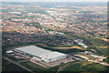 B & Q Distribution Centre and wind turbine: aerial 2013