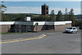 Jobcentre Plus and the fire station tower, Tredegar