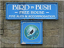 NY9393 : Sign for The Bird in Bush, Elsdon by Mike Quinn
