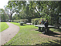 Mother and son play table tennis, Rectory Park