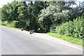 Junction of road to Hunton and bridleway to Hunton Mill