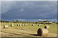 Straw bales & view towards West Plann