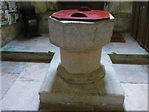 SZ4985 : St Olave, Gatcombe: font by Basher Eyre