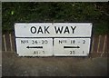 Street name with numbers on Oak Way, Southgate