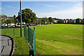 A playing field near Huyton Quarry