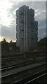 Block of flats off Wandsworth Road, from the train