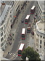 City of London: four buses on Ludgate Hill