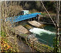 Blue footbridge over the Afon Afan south of Cwmavon