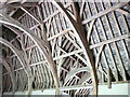ST8260 : Part of the roof structure, Barton Tithe Barn by Humphrey Bolton