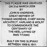 J3575 : Titanic Quarter - Titanic Keel Laying Centenary Plaque by Joseph Mischyshyn