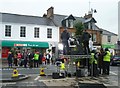 Filming outside Spar, Drumlanrig Street