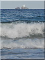 SW5239 : Carbis Bay: breaking wave and lighthouse view by Chris Downer