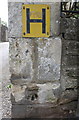 Benchmark and hydrant sign on wall corner, #19 Somerset Road