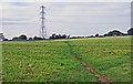 Public footpath running past electricity pylon, near Stone, Worcs