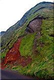 C9444 : Antrim Coast - Giant's Causeway - Red & Green Hillside by Joseph Mischyshyn