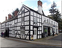 SO4593 : Black and white corner of High Street and The Square, Church Stretton by Jaggery