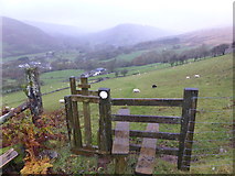 SN8416 : Stile overlooking the Upper Swansea Valley above Pwllcoediog Farm by Jeremy Bolwell