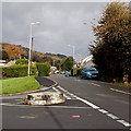 Circular stone base at the junction of The Highlands and Dynevor Road, Skewen