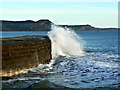 SY3391 : Wave breaking against The Cobb, Lyme Regis by Brian Robert Marshall